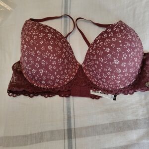 Lucky Brand Women's Burgundy Lace Bra